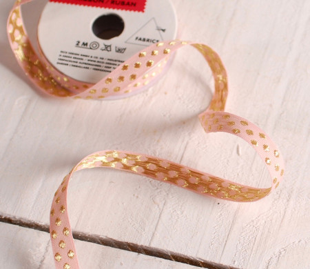 Pastel pink ribbon with golden details