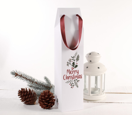 Boîte en carton pour vin avec impression de Noël