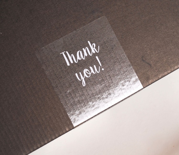 Etichetta trasparente “Thank you” per spedizioni Etichetta trasparente “Thank you” per spedizioni