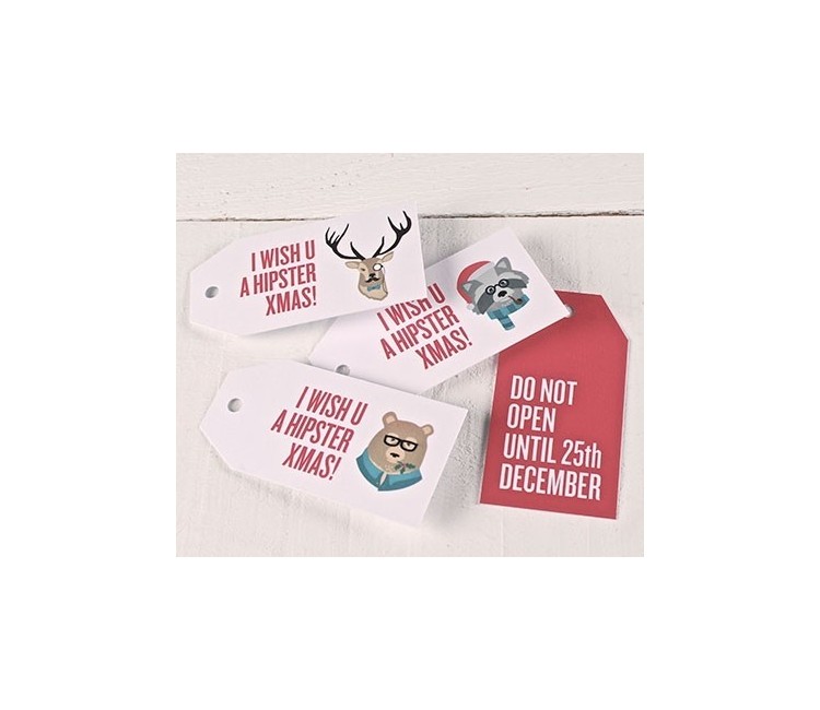 Etichette regalo stampate Hipster Xmas