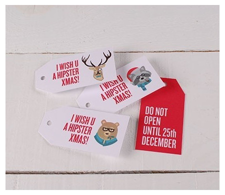 Etiquetas de Regalo Impresas Hipster Xmas