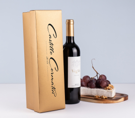 Caja de vino forrada individual con tapa