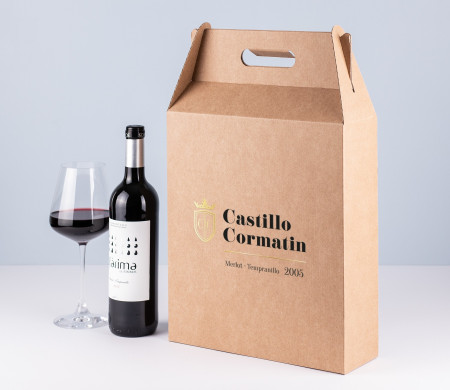 Caja de vinos y cava con asa en dos medidas para dos o tres botellas