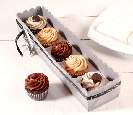 Boîte carton à 5 cupcakes